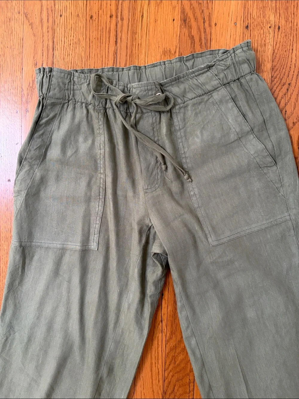 Kut from the Cloth Drawstring Linen Blend   Pants - Olive Green size small